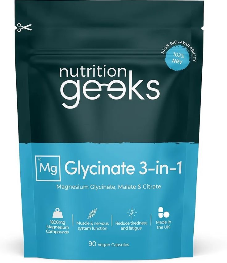 Magnesium Glycinate 3-in-1 Complex 1800mg – The Ultimate Vegan Supplement for Better Sleep, Muscle Recovery, and Mental Wellness